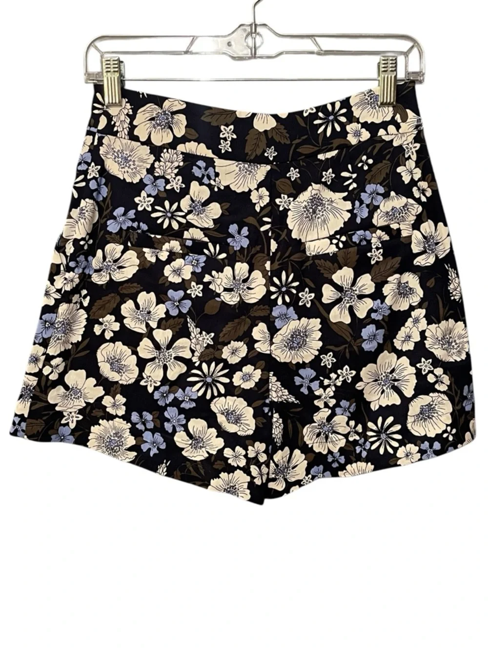 Veronica Beard Babine Navy‎ Floral Pleated Shorts Size 2 NWT $328 Retail